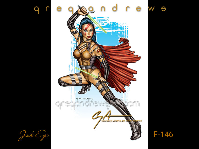Fantasy pinup titled JADE EYE by artist Greg Andrews Art
